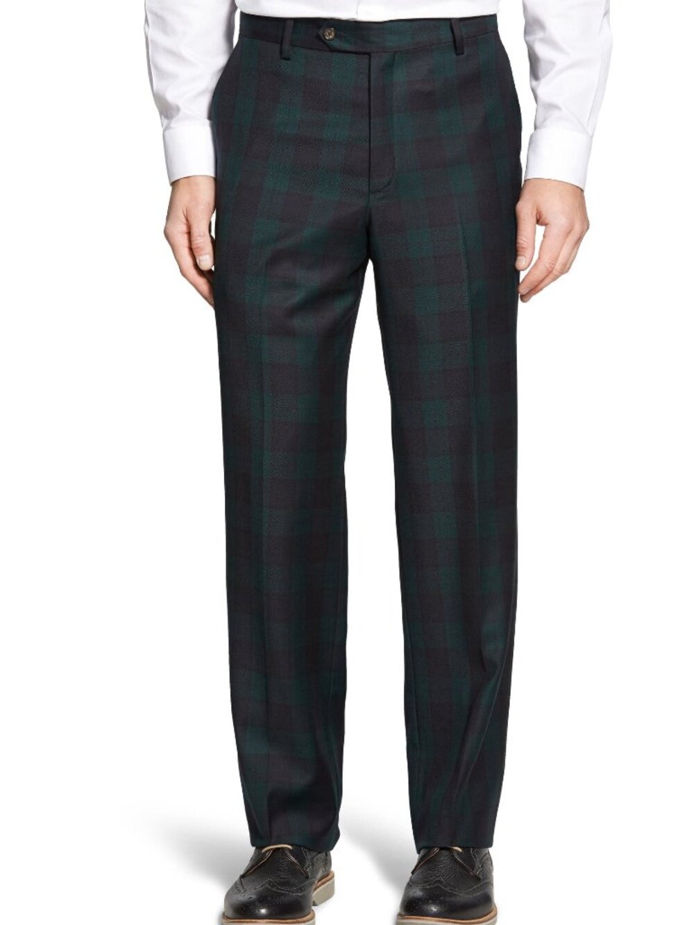Berle Men's Black Watch Tartan Worsted Wool Dress Pants Size 32 NWT